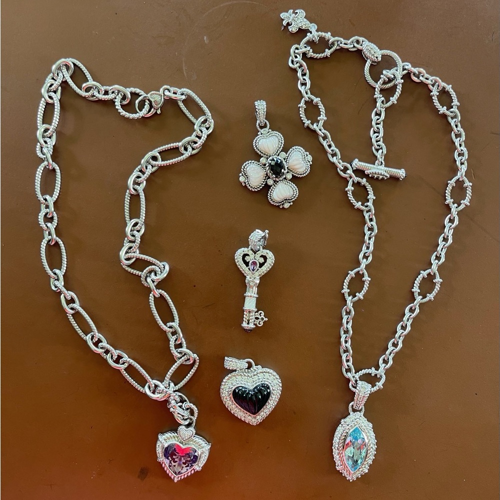 Judith Ripka Sterling necklaces with amulets.